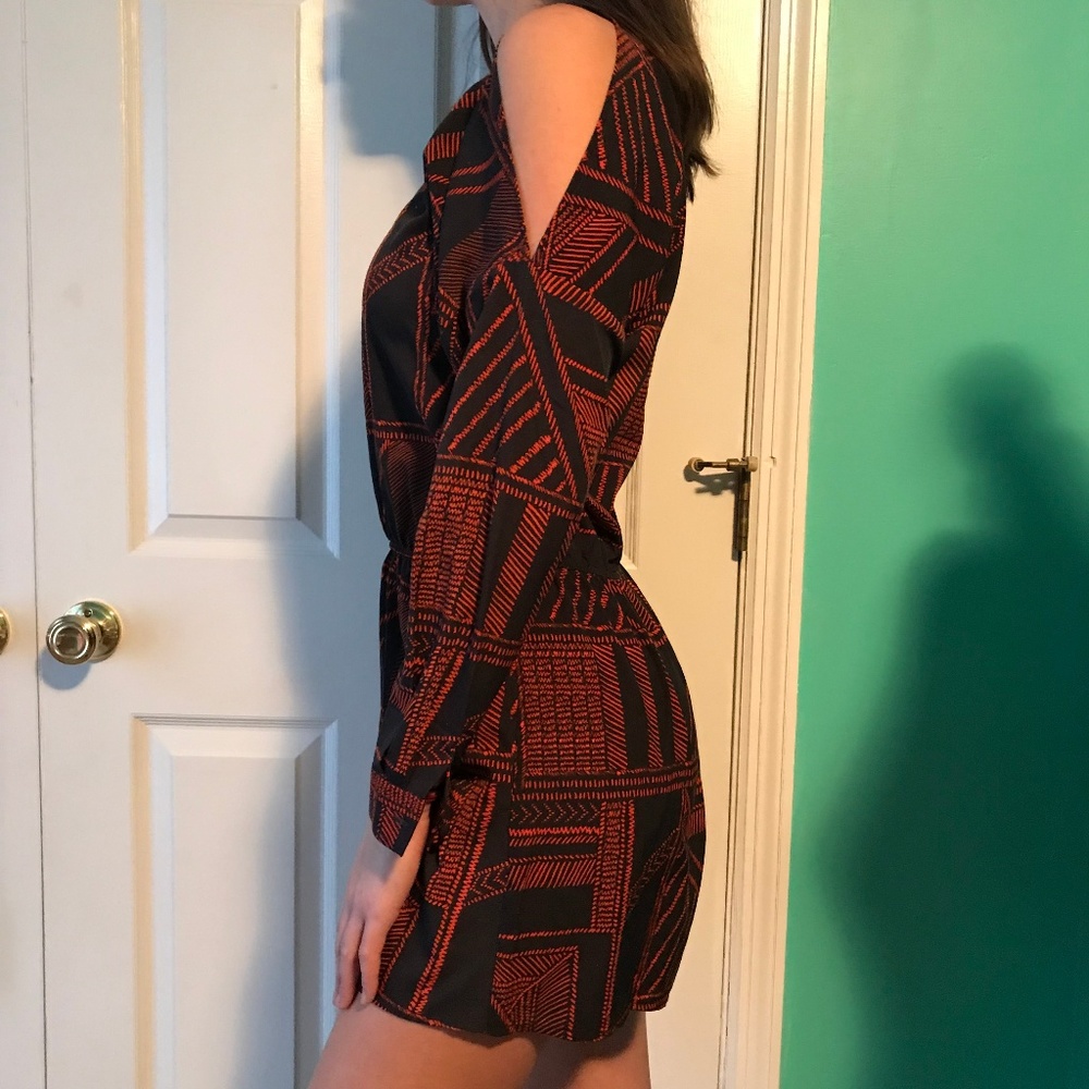 BLACK AND ORANGE ROMPER